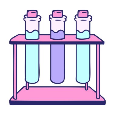 Parlak neon renkli bir bilim test tüpünün el çizimi karalaması.