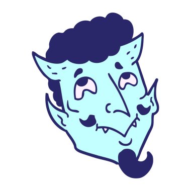 çizgi film karalama şeytan yüzü parlak neon rengi