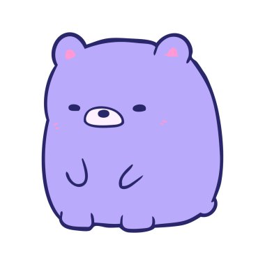 Parlak neon renkli sevimli karikatür üzgün ayı