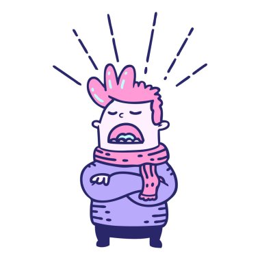 Parlak neon renkli fular takan geleneksel dövme stili bir adamın resmi.