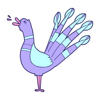 parlak neon renkli çizgi film tavus kuşu