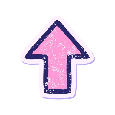 Parlak neon renginde sevimli çizgi film yönlü okun sıkıntılı yapıştırması