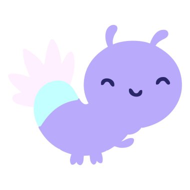 parlak neon renkli sevimli çizgi film böceği