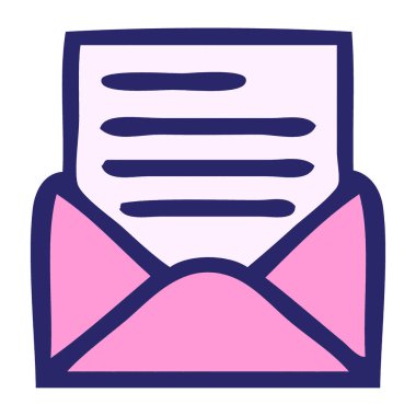 Parlak neon renkli bir mektup ve zarfın retro grunge desen karikatürü