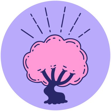 Parlak neon renkli dövme ağacı simgesi