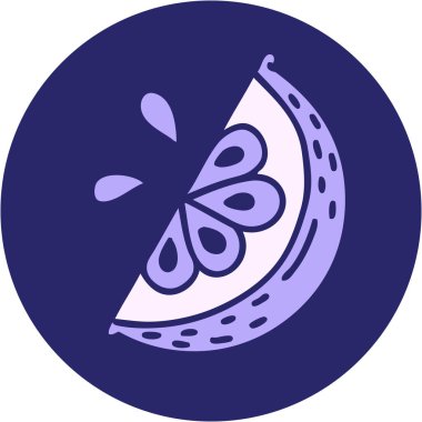 Parlak neon renkli bir limon diliminin ikonik dövme şekli