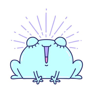 Geleneksel dövme stili parlak neon renkli mutlu kurbağa çizimi