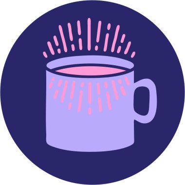 Parlak neon renkli kahve fincanının ikonik dövme şekli