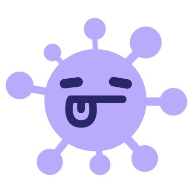 Yorgun yüz, parlak neon renkli dil simgesi