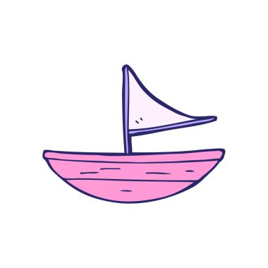 parlak neon renkli çizgi film teknesi