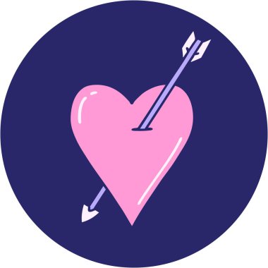 Parlak neon renkli ok ve kalbin ikonik dövme görüntüsü