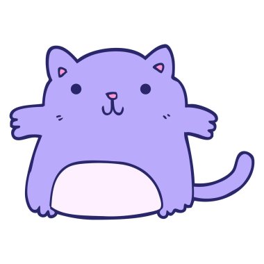 parlak neon renkli çizgi film kedisi