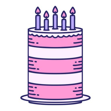 Parlak neon renkli bir doğum günü pastasının ikonik dövme görüntüsü