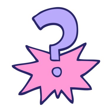 Parlak neon renkli el çizimi karikatür soru işareti