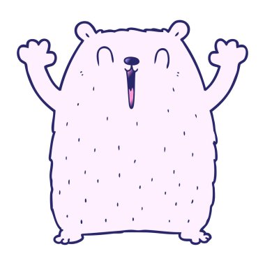 Mutlu kutup ayısı çizgi filmi, parlak neon renkli.