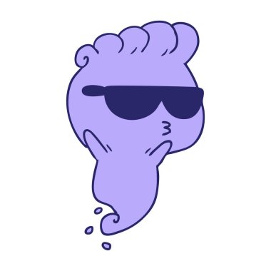 Kawaii 'nin parlak neon renkli korkunç hayaletinin serbest çizimi.