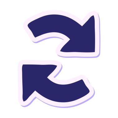 Parlak neon renkli şirin bir çizgi film yön okunun çıkartması