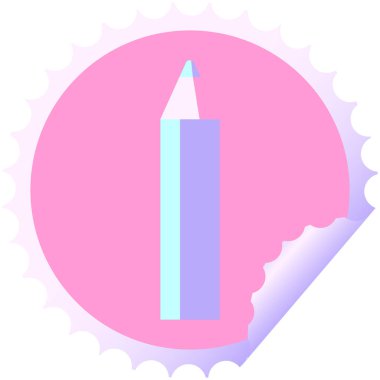 parlak neon renkli mavi renkli kalem grafik vektör illüstrasyon yuvarlak etiket damgası