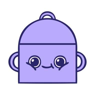 Parlak neon renkli bir tencere karikatürü.