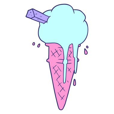 çizgi film dondurması parlak neon renginde eriyor.