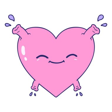 parlak neon renkli mutlu kalp çizgi filmi