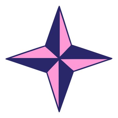 Parlak neon renkli bir yıldız sembolünün ikonik dövme biçimi