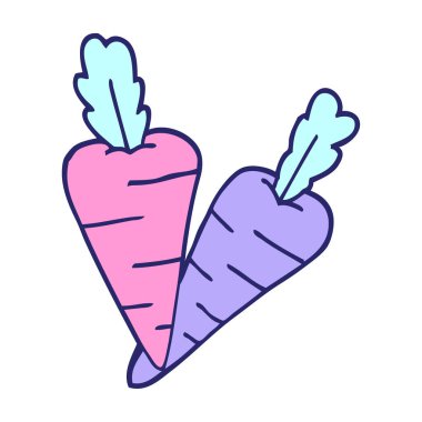 karikatür karalama organik havuçlar parlak neon rengi