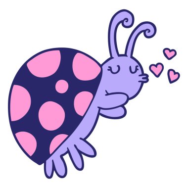 parlak neon renginde uğurböceği çizgi filmi