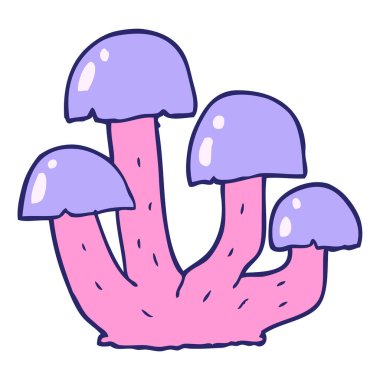 parlak neon renkli çizgi film mantarı