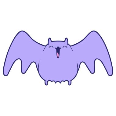 Parlak neon renkli ürkütücü çizgi film yarasası.