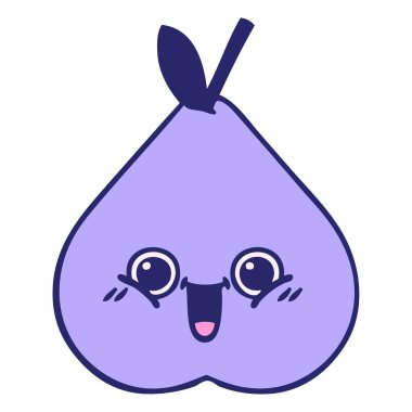 Parlak neon renkli yeşil armut karikatürü.