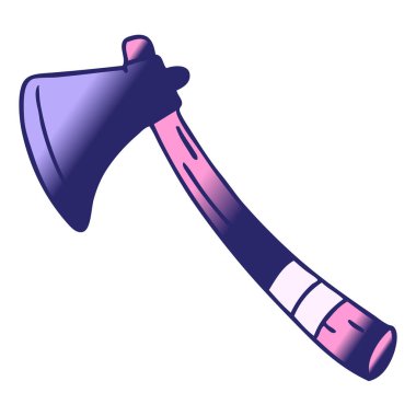 Parlak neon rengi bir bahçe baltasının el çizimi çizgi filmi karalaması