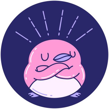 Parlak neon renkli katlanmış kanatları olan dövme stili Robin simgesi