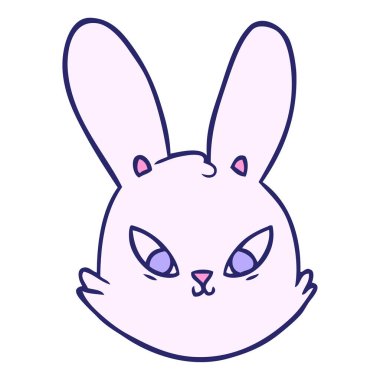 parlak neon renkli çizgi film tavşanı yüzü