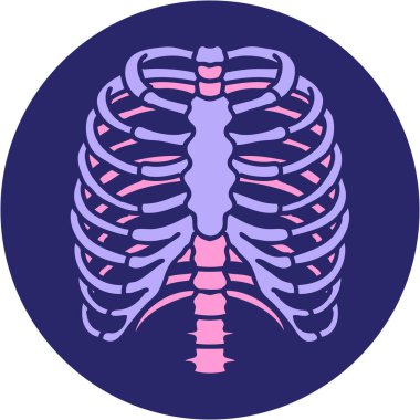 Parlak neon renkli göğüs kafesinin ikonik dövme görüntüsü