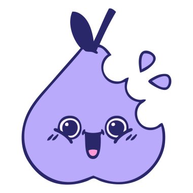 Parlak neon renkli yeşil armut karikatürü.