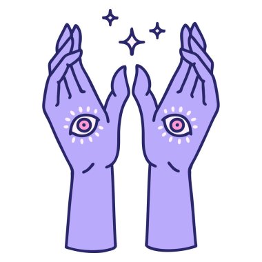 Parlak neon renginde el çizimi karikatür çizimi