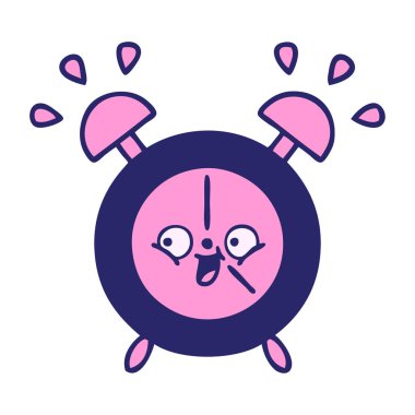 Çalar saatin parlak neon renkli şirin karikatürü