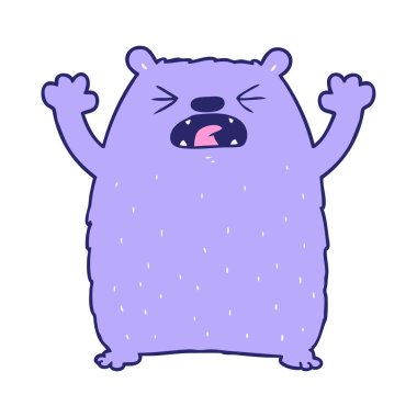 Ayıcık çizgi film karakteri parlak neon rengi