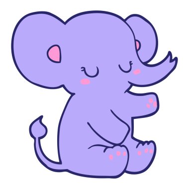 parlak neon renkli çizgi film fili