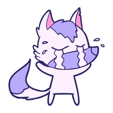 parlak neon renkli ağlayan kurt çizgi filmi