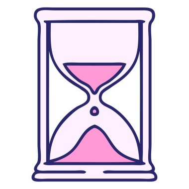 parlak neon renginde kum akan kum saatinin çizgi filmi