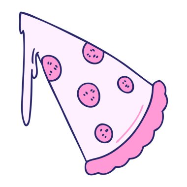 El çizimi, parlak neon renkli, tuhaf bir pizza dilimi.