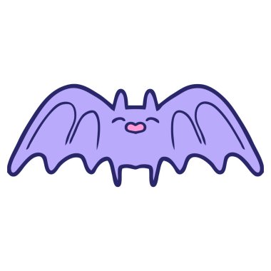 Parlak neon renkli ürkütücü çizgi film yarasası.