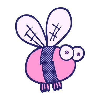 Parlak neon renkli serbest çizim çizgi film arısı