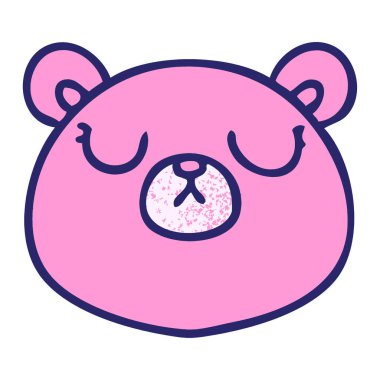 Parlak neon renkli el çizimi tuhaf çizgi film ayısı.