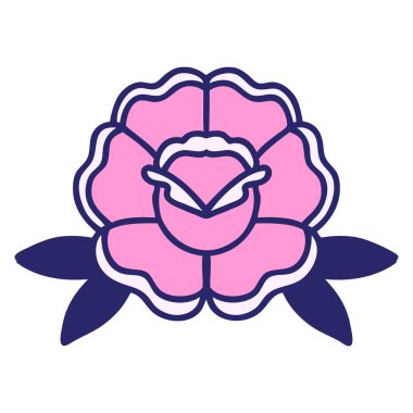 Parlak neon renkli geleneksel bir çiçek dövmesi.