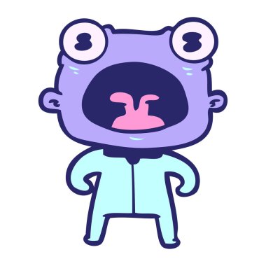 çizgi film garip uzaylı parlak neon rengi bağırıyor