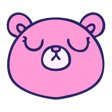 Parlak neon renkli el çizimi tuhaf çizgi film ayısı.