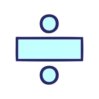 Parlak neon renkli bir bölme sembolünün şirin karikatürü